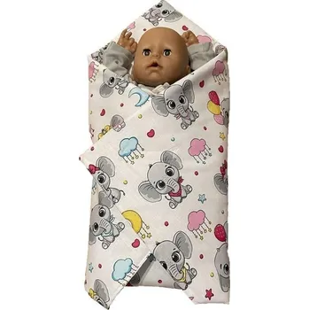 Doplněk pro panenku Rychlozavinovačka pro panenky Veselí sloníci 60x60 cm