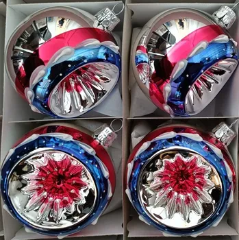 Vánoční ozdoba Slezská tvorba Retro vánoční koule reflektor 7 cm