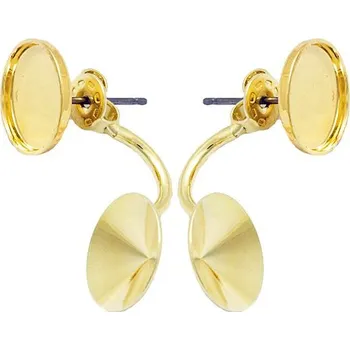 Náušnice Crystal-ZONE Náušnice DOUBLE Chess kruh 10mm/rivoli 12mm gold plating 24kt