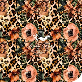 Leopard a květiny teplákovina