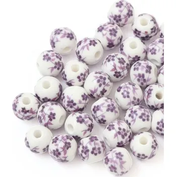 Korálek EU Porcelánový korálek 8mm famille rose fialová