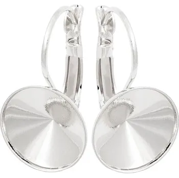 Náušnice Crystal-ZONE Náušnice háček Rivoli 12mm s okrajem rhodium