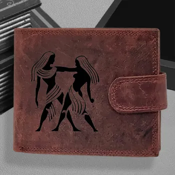 Osobní poklad z hvězdných drah: Pánská kožená peněženka s tvým vlastním jménem, monogramem a znamením zvěrokruhu | Panna - (23. 8. – 22. 9.) Pánská vínová peněženka Carlo