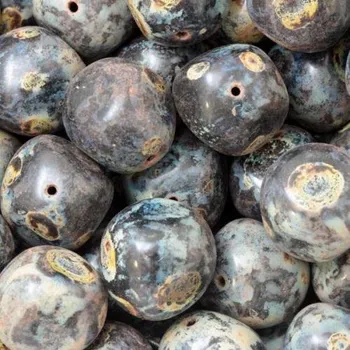 Korálek CZ Korálek mačkaný GRANULE 17mm černá travertin