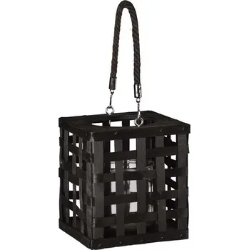 Lucerna Proutěná lampa s uchem – černá, 15,5 × 18 cm