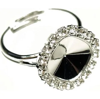 Prsten Crystal-ZONE Prsten STRASS Square 10mm rhodium