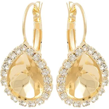 Náušnice Crystal-ZONE Náušnice Pear 14mm Strass Gold Plating 24kt