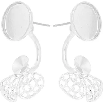 Náušnice Crystal-ZONE Náušnice DOUBLE chess kruh 10mm/filigrán rivoli 6mm rhodium