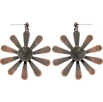 Náušnice Crystal-ZONE Náušnice bimbací kytka LUX Rivoli 12mm stará měď