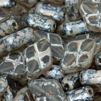 Korálek CZ Korálek ploškovaný KOSOČTVEREC 12/8mm crystal travertin