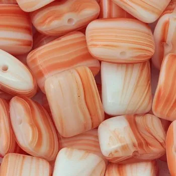 Korálek CZ Korálek mačkaný OBDELNÍK 10/8mm oranžovobílá