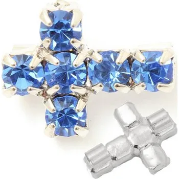 Přívěsek Crystal-ZONE Korálek křížek 10/7mm „horizontal“ sapphire/rhodium