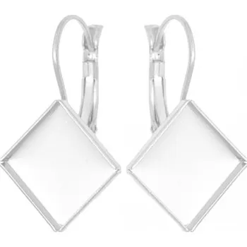 Náušnice Crystal-ZONE Náušnice koso Chessboard 12mm rhodium