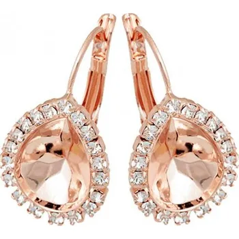 Náušnice Crystal-ZONE Náušnice Pear 14mm STRASS rose gold