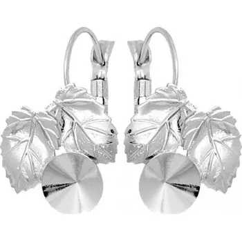 Náušnice Crystal-ZONE Náušnice LISTY Rivoli 8mm rhodium