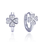 MINET Stříbrné náušnice čtyřlístky s bílými zirkony JMAN0620SE00