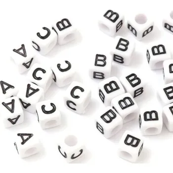 Dětské navlékací korálky EU Plastový korálek kostička písmenko “A” 6mm