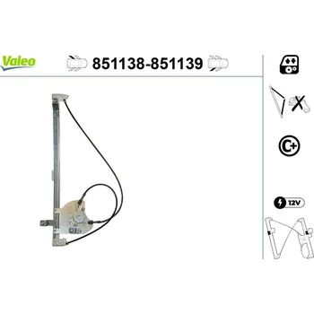 Stahovačka okna Zvedací zařízení oken VALEO 851138