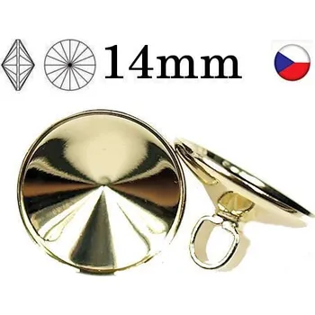 Korálek Crystal-ZONE Knoflík Rivoli 14mm gold plating 24kt