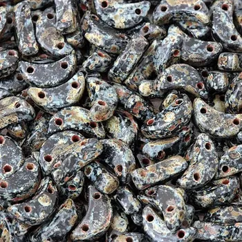 Korálek CZ Korálek mačkaný MOON DUO 9mm černá travertín