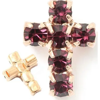 Přívěsek Crystal-ZONE Korálek křížek 10/7mm „vertikal“ amethyst/rose gold