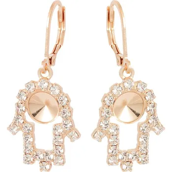 Náušnice Crystal-ZONE Náušnice Ruka Fatima Rivoli 6mm strass rose gold