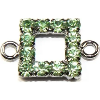 Materiál na výrobu šperku Crystal-ZONE Štrasový čtverec s očky peridot