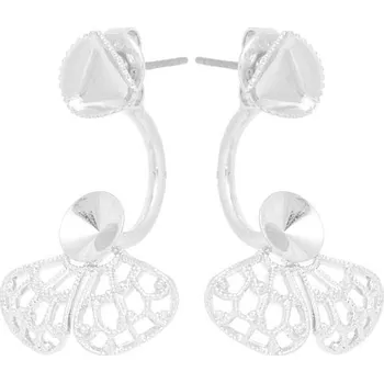 Náušnice Crystal-ZONE Náušnice DOUBLE angled cube 6mm/filigrán rivoli 6mm rhodium