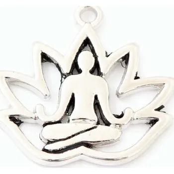 Přívěsek Crystal-ZONE Přívěsek Lotosový květ s Buddhou 18/16mm rhodium