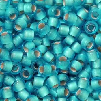 Korálek TOHO Co., Ltd. TOHO Round 8/0 Silver/Frosted Dk Aquamarine Lined