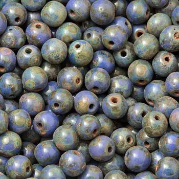 Korálek CZ Korálek mačkaný KULIČKA 5mm modrá travertin