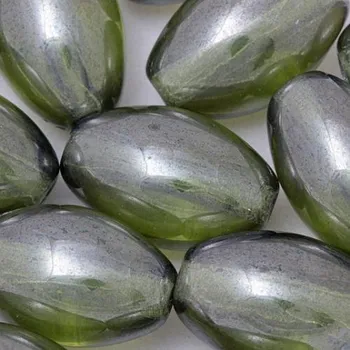 Korálek CZ Korálek mačkaný OLIVA 20mm zelená listr