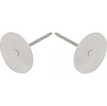 Náušnice CZ Naušnicová puzeta s ploškou 10mm rhodium