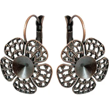 Náušnice Crystal-ZONE Náušnice Filigrán Rivoli 8mm Stará měď