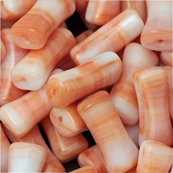 Korálek CZ Korálek mačkaný KOST 15/6mm oranžová žíhaná