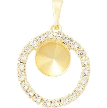 Přívěsek Crystal-ZONE Přívěsek RING strass Rivoli 8mm gold plating 24kt