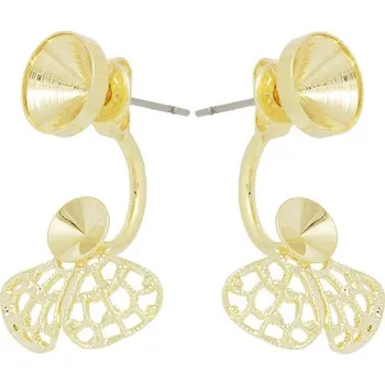 Náušnice Crystal-ZONE Náušnice DOUBLE chaton 8mm/filigrán rivoli 6mm gold plating 24kt