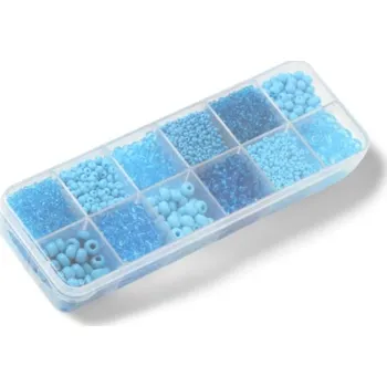 Módní doplněk Preciosa® Rokajl barvený mix korálky box modrá (12x 15g)