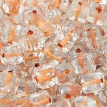 Korálek CZ Korálek mačkaný KOSTIČKA 5mm crystal průtah světle hnědá