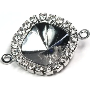 Náušnice Crystal-ZONE Komponent STRASS Square12mm rhodium