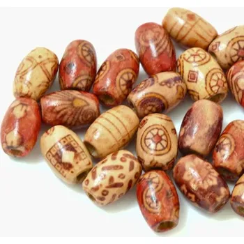 Korálek EU Dřevěný korálek oliva 13/10mm potisk