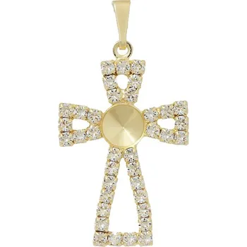 Přívěsek Crystal-ZONE Přívěsek Keltský Kříž Rivoli 6mm strass gold plating 24kt