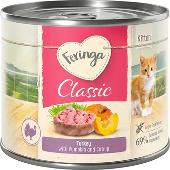 Krmivo pro kočku 12x200g Feringa Kitten - Krůtí maso s dýní a šantou kočičí