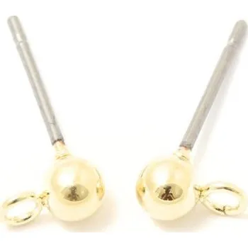 Materiál na výrobu šperku EU Náušnicová puzeta s očkem 15/7/4mm chirurgická ocel gold plating 24kt