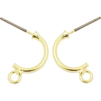 Náušnice Crystal-ZONE Náušnice trn půlkruh s očkem 15mm gold plating 24kt