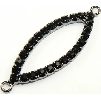 Náramek Crystal-ZONE Štrasový list s očky černá