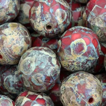 Korálek CZ Korálky broušené 12mm červená travertin (8ks)