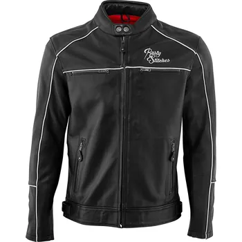Moto bunda Kožená bunda na motorku Rusty Stitches Chase černá, bílá (56-2XL)