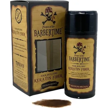 Barva na vlasy Pudr pro zakrytí řídnoucích vlasů BARBERTIME Hair building keratin fiber 21 g - středně hnědý