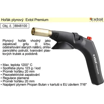 Pracovní nůž Plynový hořák Extol Premium na plynové kartuše se EU závitem 7/16”
